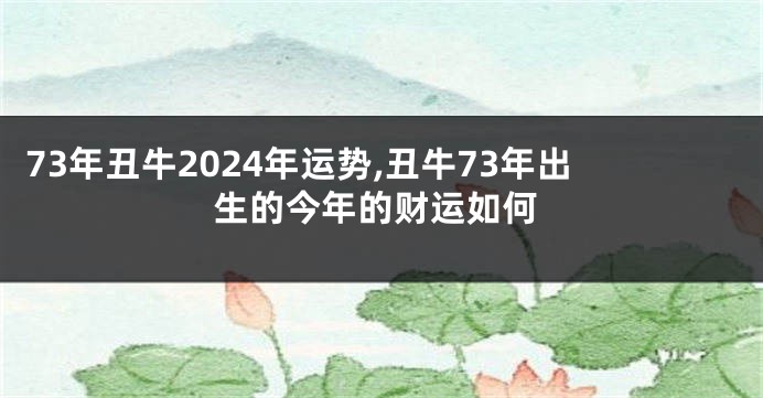 73年丑牛2024年运势,丑牛73年出生的今年的财运如何