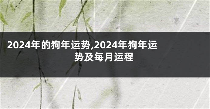 2024年的狗年运势,2024年狗年运势及每月运程
