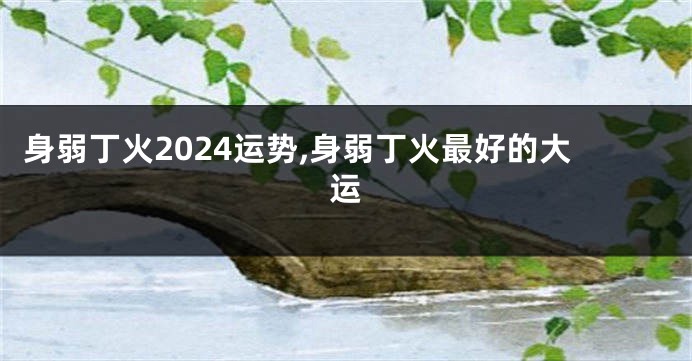 身弱丁火2024运势,身弱丁火最好的大运