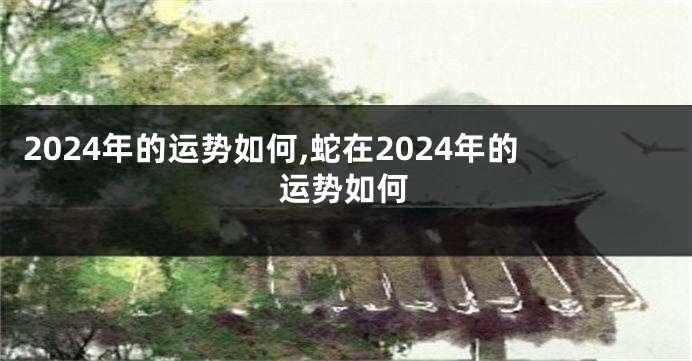 2024年的运势如何,蛇在2024年的运势如何
