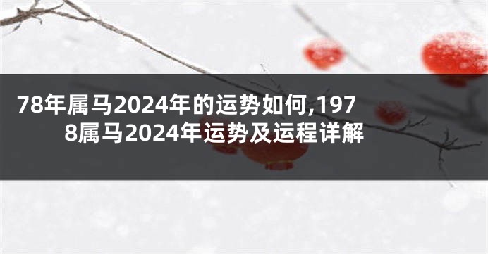 78年属马2024年的运势如何,1978属马2024年运势及运程详解