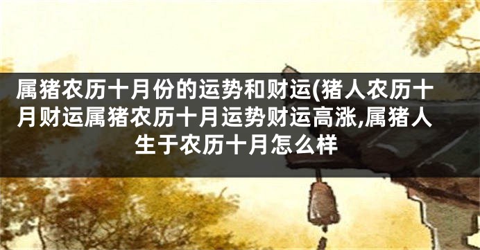 属猪农历十月份的运势和财运(猪人农历十月财运属猪农历十月运势财运高涨,属猪人生于农历十月怎么样