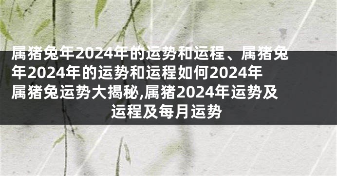 属猪兔年2024年的运势和运程、属猪兔年2024年的运势和运程如何2024年属猪兔运势大揭秘,属猪2024年运势及运程及每月运势
