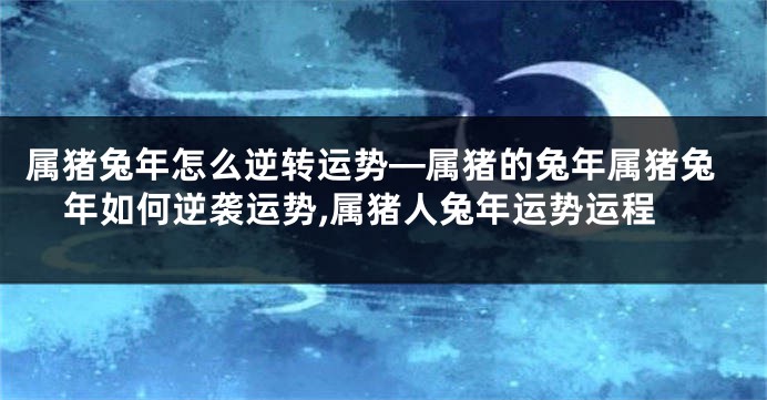 属猪兔年怎么逆转运势—属猪的兔年属猪兔年如何逆袭运势,属猪人兔年运势运程