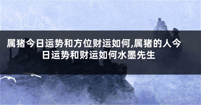 属猪今日运势和方位财运如何,属猪的人今日运势和财运如何水墨先生