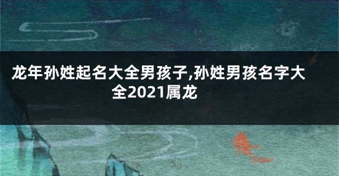 龙年孙姓起名大全男孩子,孙姓男孩名字大全2021属龙