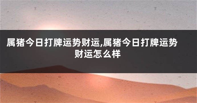 属猪今日打牌运势财运,属猪今日打牌运势财运怎么样