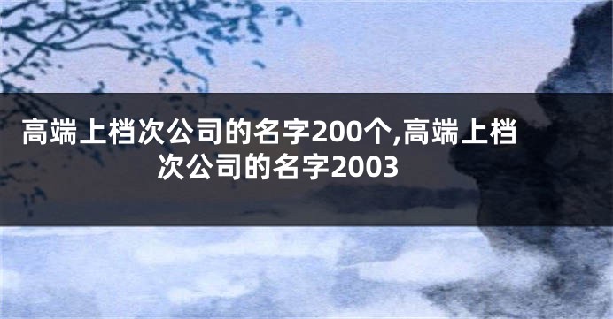 高端上档次公司的名字200个,高端上档次公司的名字2003