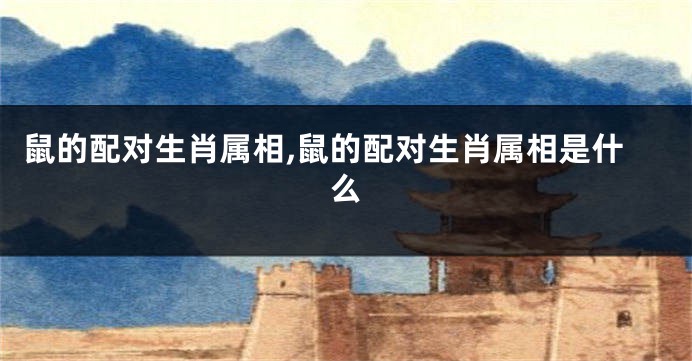 鼠的配对生肖属相,鼠的配对生肖属相是什么