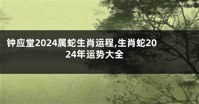 钟应堂2024属蛇生肖运程,生肖蛇2024年运势大全