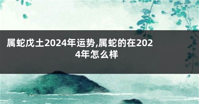 属蛇戊土2024年运势,属蛇的在2024年怎么样