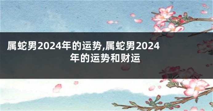 属蛇男2024年的运势,属蛇男2024年的运势和财运