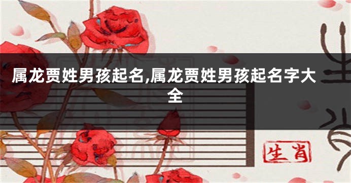 属龙贾姓男孩起名,属龙贾姓男孩起名字大全