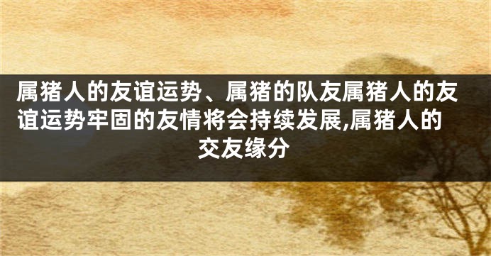 属猪人的友谊运势、属猪的队友属猪人的友谊运势牢固的友情将会持续发展,属猪人的交友缘分