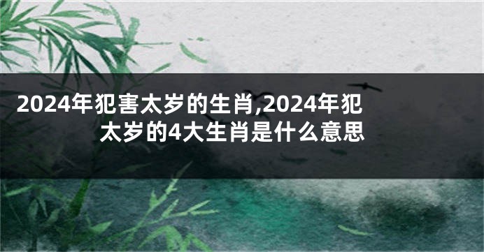 2024年犯害太岁的生肖,2024年犯太岁的4大生肖是什么意思