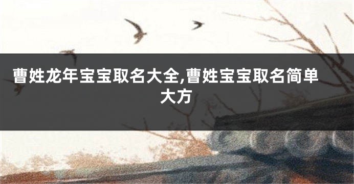 曹姓龙年宝宝取名大全,曹姓宝宝取名简单大方