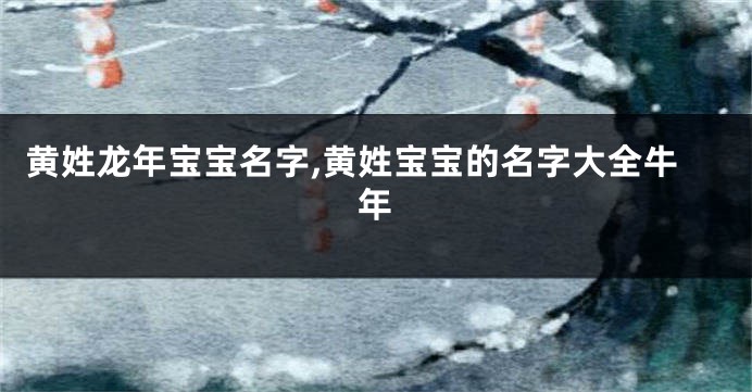 黄姓龙年宝宝名字,黄姓宝宝的名字大全牛年