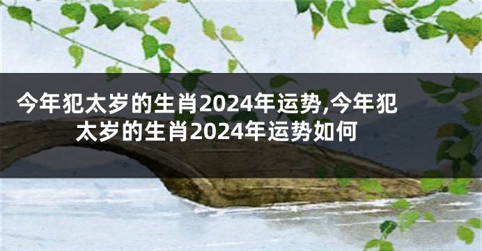 今年犯太岁的生肖2024年运势,今年犯太岁的生肖2024年运势如何