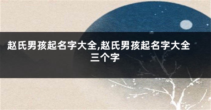 赵氏男孩起名字大全,赵氏男孩起名字大全三个字